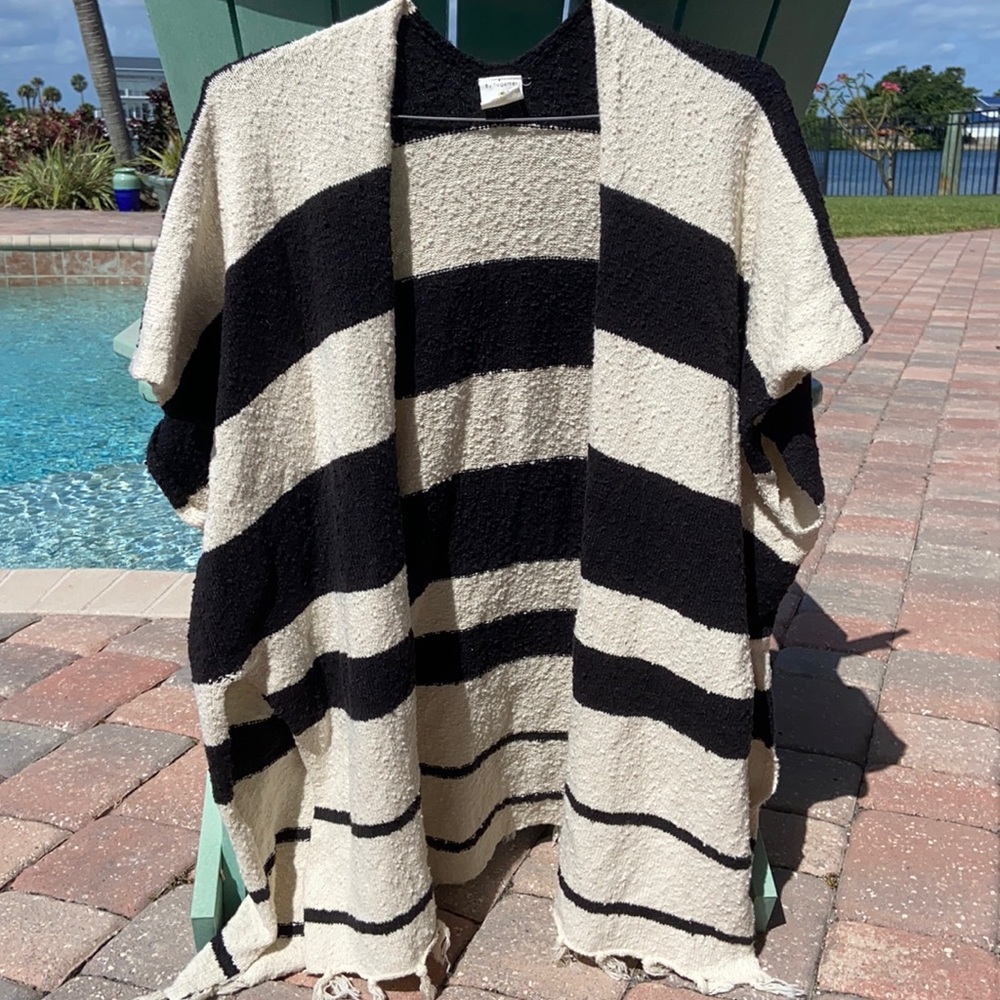 Striped Poncho-Like Cardigan